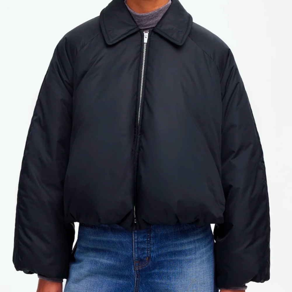 Madewell NWT Bomber Puffer Jacket Black - Picture 2 of 9